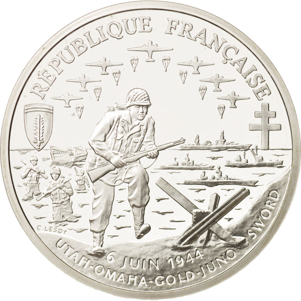Coin, France, Franc, 1993, Paris, MS(65-70), Silver, KM:1014