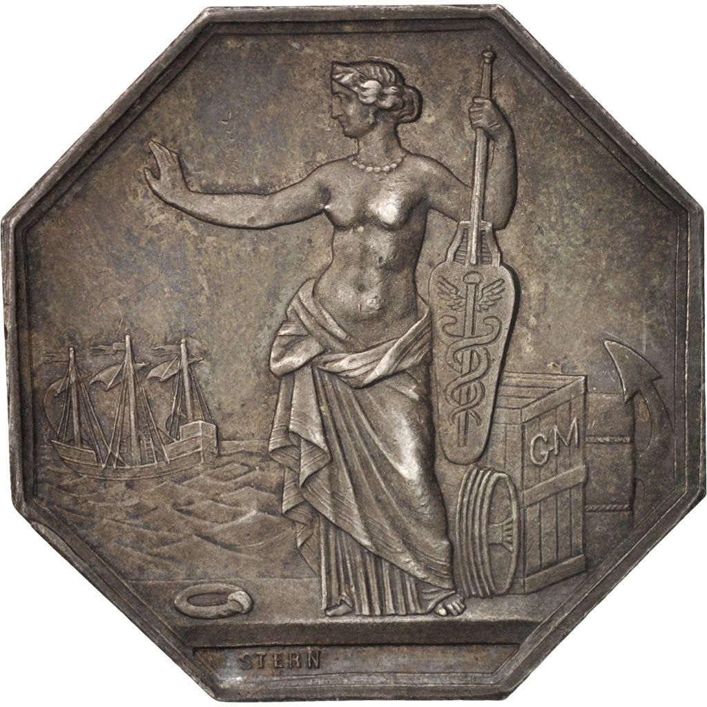 France, Token, Insurance, La Garantie Maritime, 1860, Stern, AU(55-58), Silver