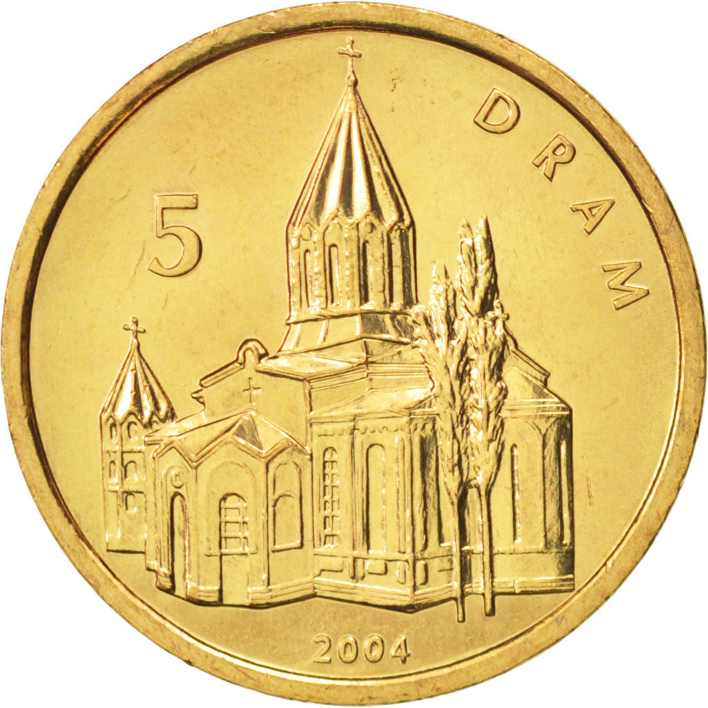 Nagorno-Karabakh, 5 Drams, 2004, MS(65-70), Brass, KM:11