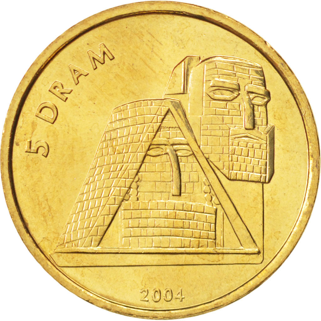 Nagorno-Karabakh, 5 Drams, 2004, MS(65-70), Brass, KM:12