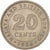 Moneta, MALEZJA I BRYTYJSKIE BORNEO, 20 Cents, 1956, MS(65-70), Miedź-Nikiel