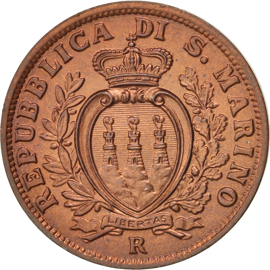 Moneta, San Marino, 5 Centesimi, 1938, Rome, MS(65-70), Bronze, KM:12