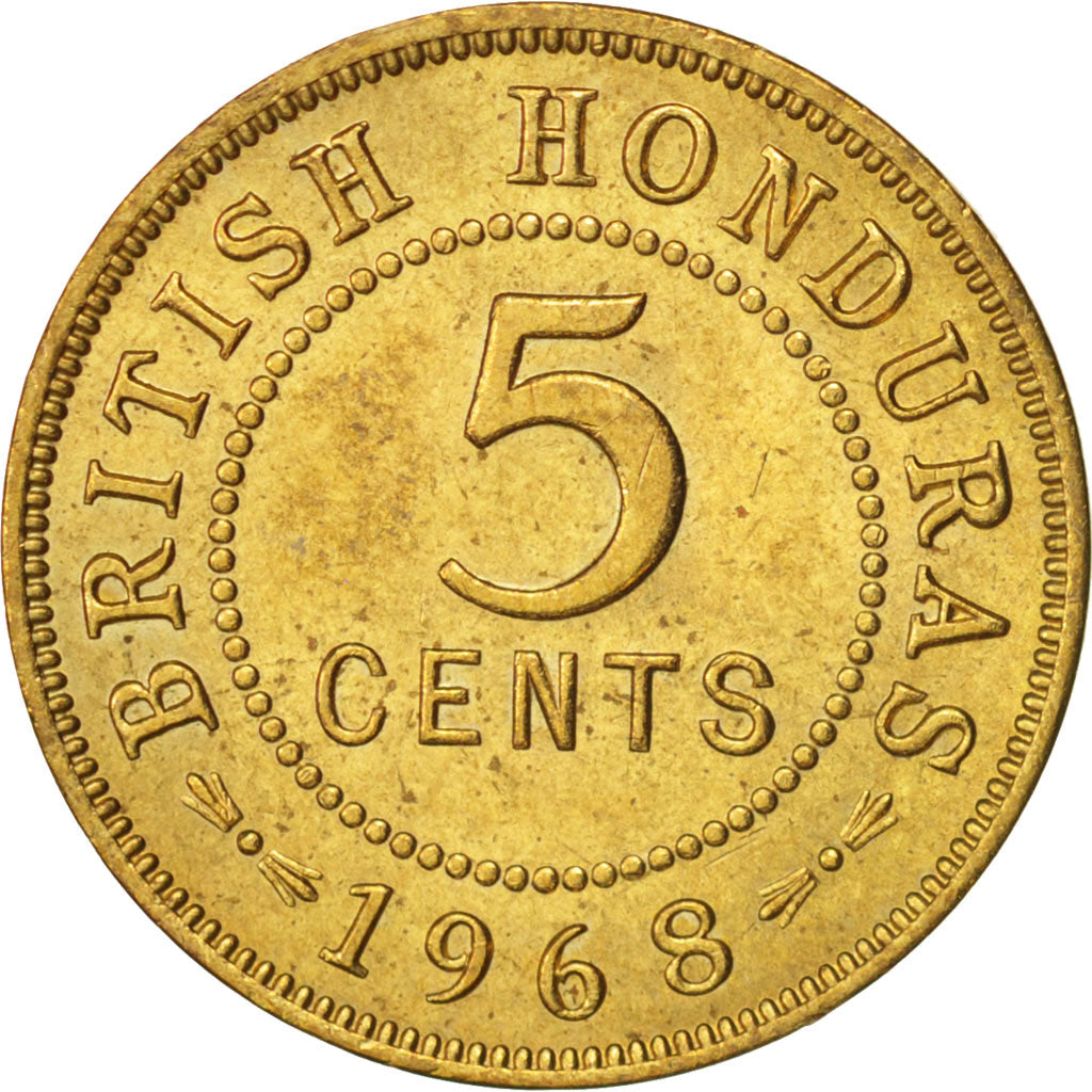 British Honduras, Elizabeth II, 5 Cents, 1968, MS(63), Nickel-brass, KM:31