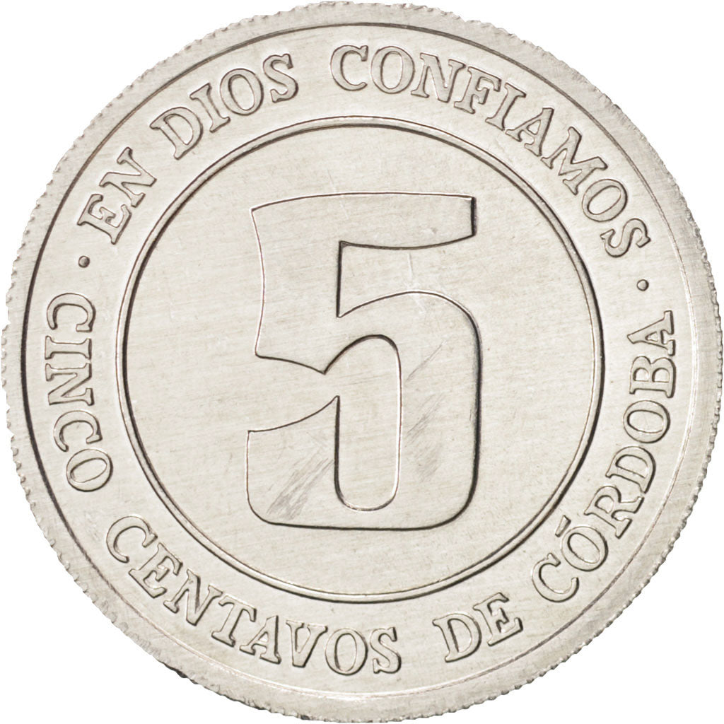 Nicaragua, 5 Centavos, 1974, MS(65-70), Aluminum
