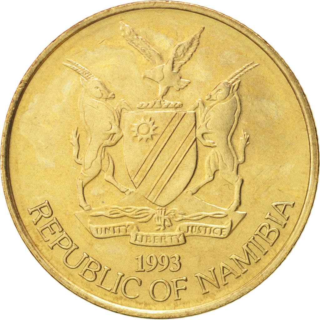 Namibia, 5 Dollars, 1993, MS(65-70), Brass, KM:5