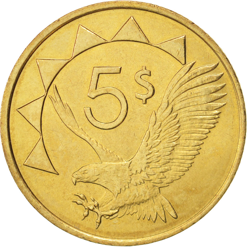 Namibia, 5 Dollars, 1993, MS(65-70), Brass, KM:5