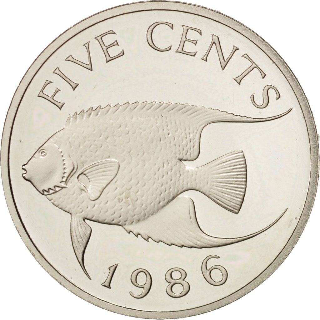 Coin, Bermuda, Elizabeth II, 5 Cents, 1986, MS(65-70), Copper-nickel, KM:45
