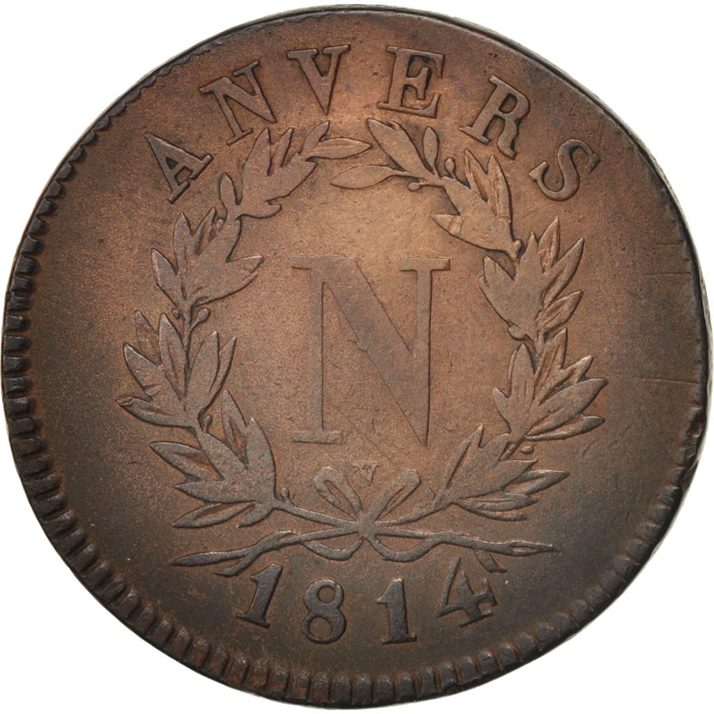 Moneta, TERYTORIA FRANCUSKIE, ANTWERP, 10 Centimes, 1814, Anvers, VF(30-35)