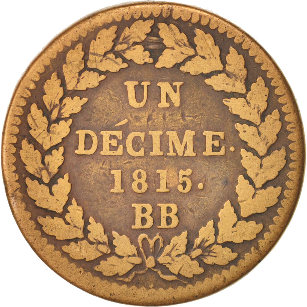 Coin, France, Louis XVIII, Decime, 1815, Strasbourg, VF(20-25), Bronze, KM:701