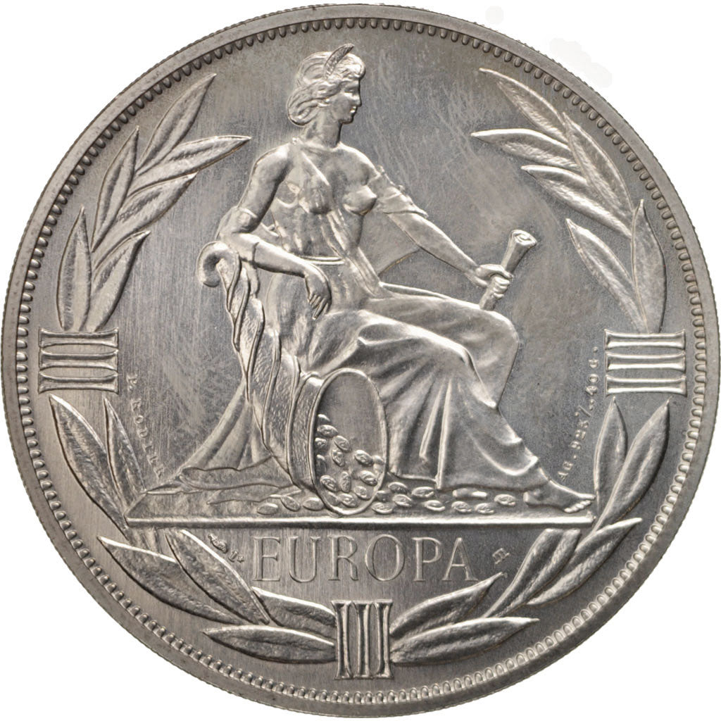 Francia, Medal, European coinage test, 1 ecu, Politics, Society, War, 1981