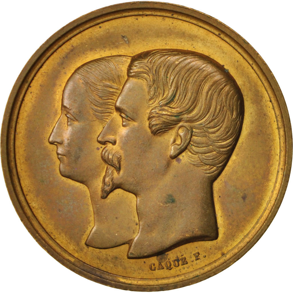 France, Medal, Mariage de Napoléon III et d'Eugénie, History, 1853, Caqué