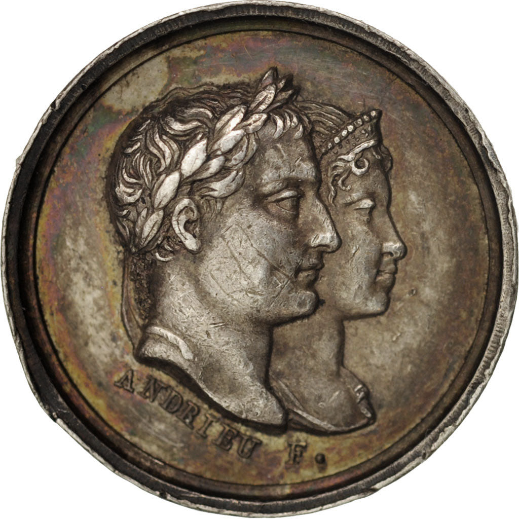 France, Medal, Napoléon Ier et Marie Louise, Andrieu, SUP+, Argent
