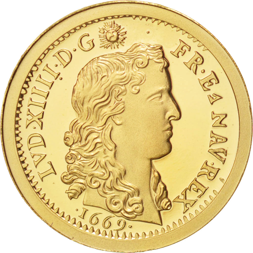 Francia, Medal, Réplique de Louis d'or, Louis XIV, History, 1669, FDC, Oro