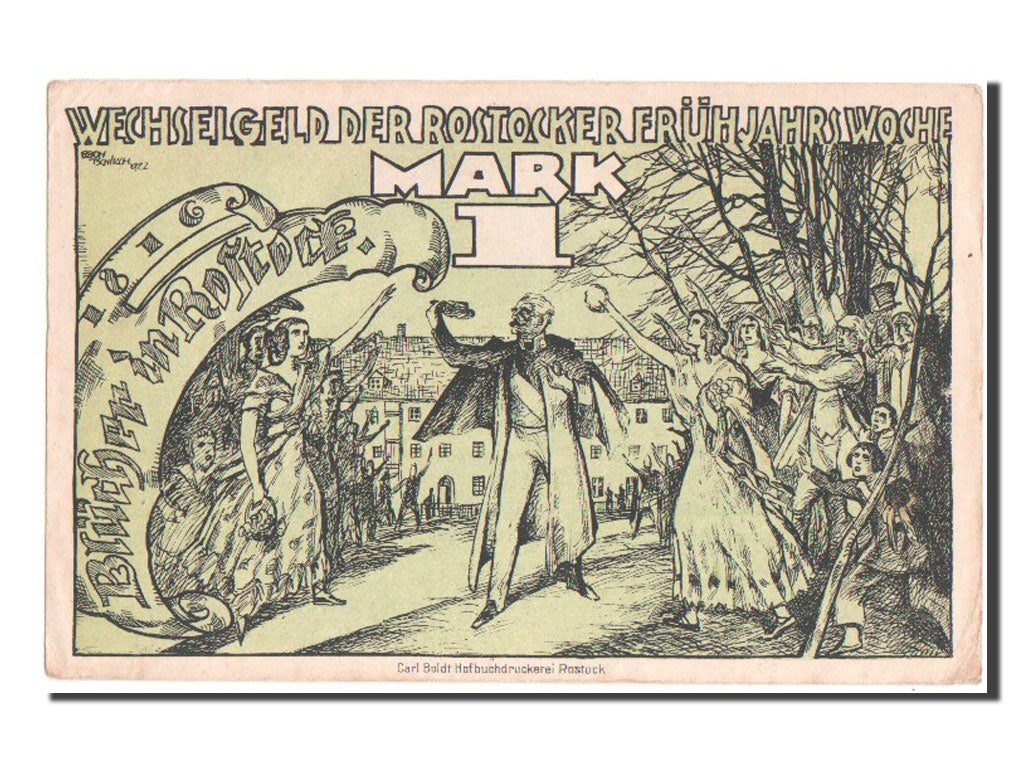 Germany, Rostock, 1 Mark, 1922, AU(55-58), Mehl #1137.1d
