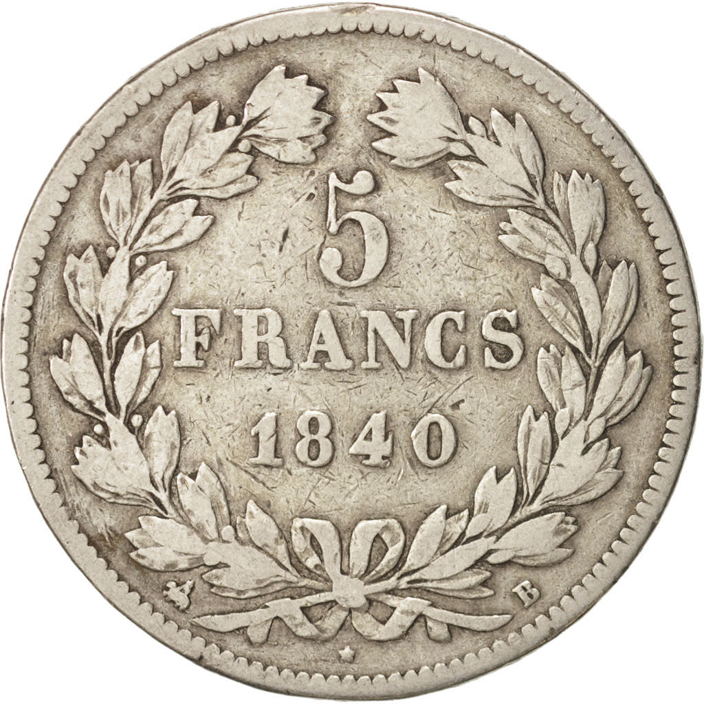 France, Louis-Philippe, 5 Francs, 1840, Rouen, VF(20-25), Silver, KM:749.2