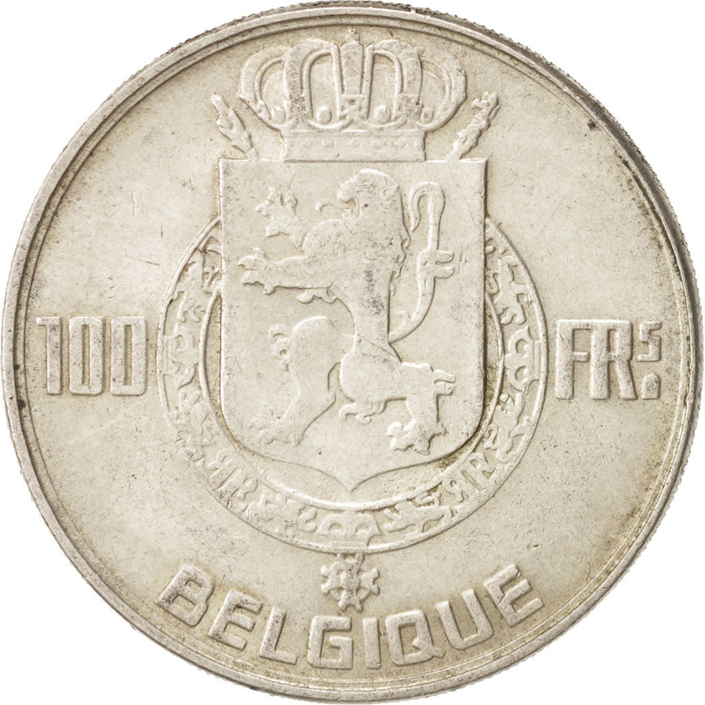 Belgium, 100 Francs, 100 Frank, 1954, AU(50-53), Silver, KM:138.1