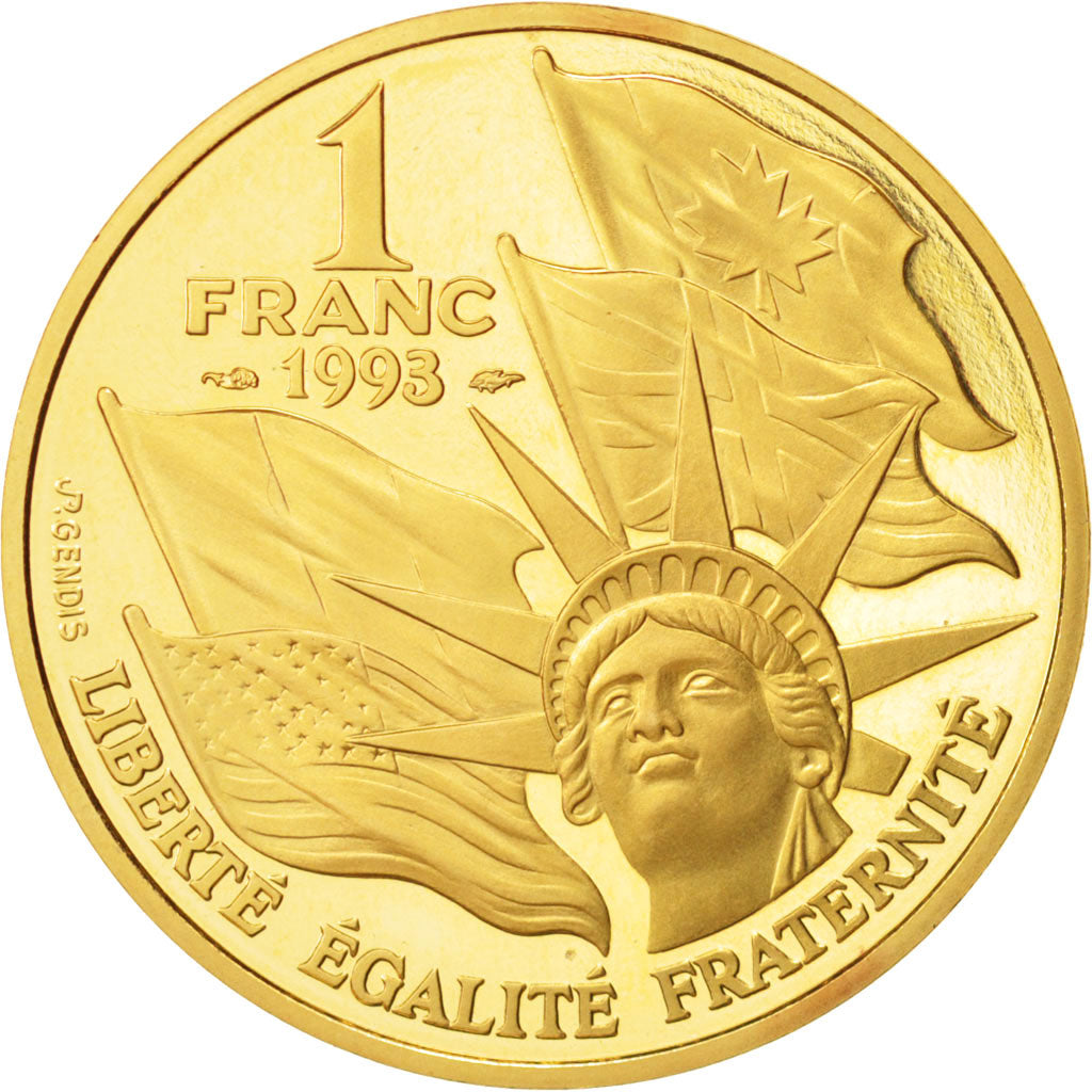 Coin, France, Franc, 1993, MS(65-70), Gold, KM:1015