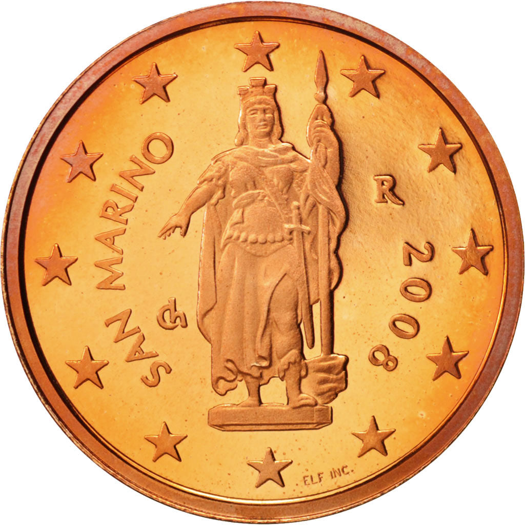 San Marino, 2 Euro Cent, 2008, MS(65-70), Copper Plated Steel, KM:441