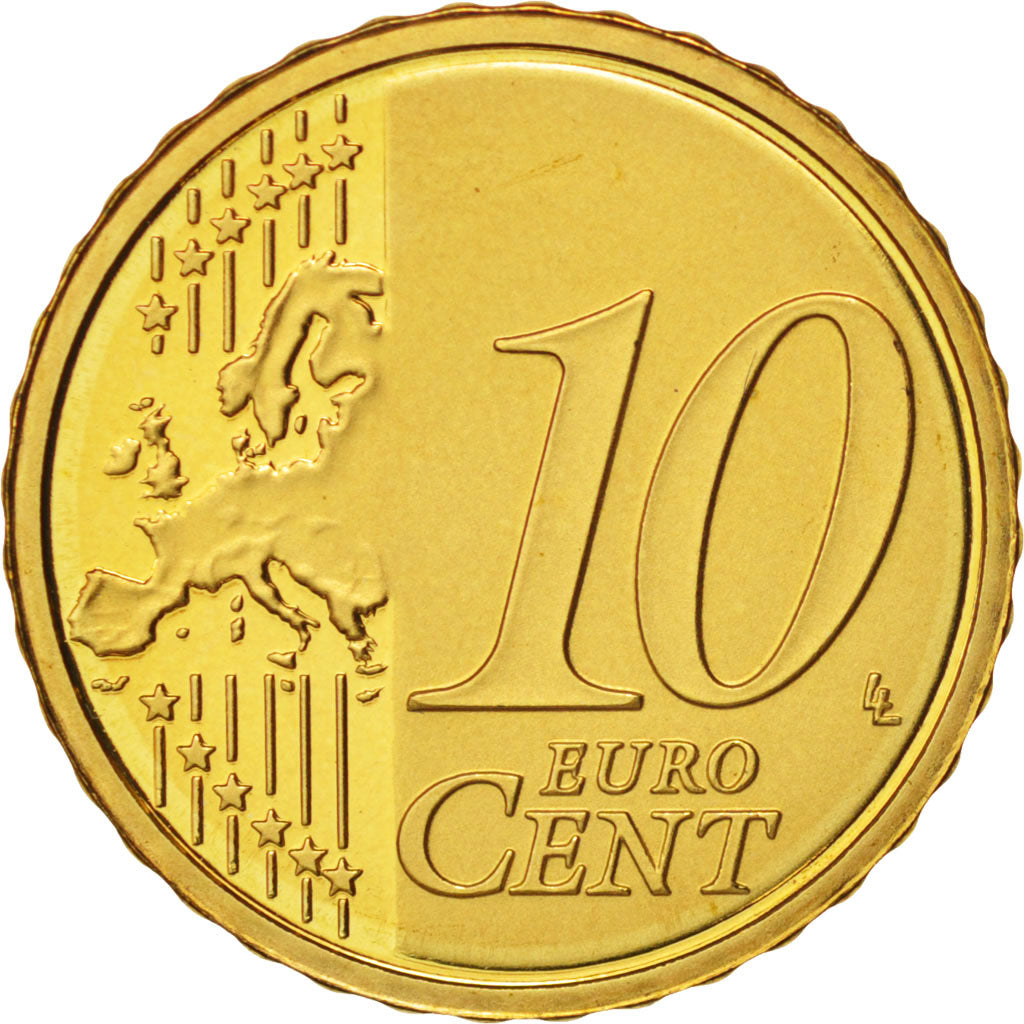 San Marino, 10 Euro Cent, 2008, MS(65-70), Brass, KM:482
