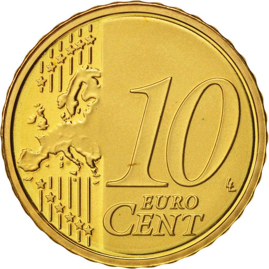San Marino, 10 Euro Cent, 2008, MS(65-70), Brass, KM:482