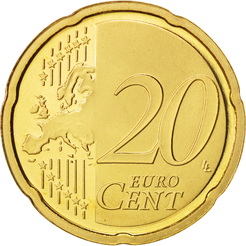San Marino, 20 Euro Cent, 2008, MS(65-70), Brass, KM:483