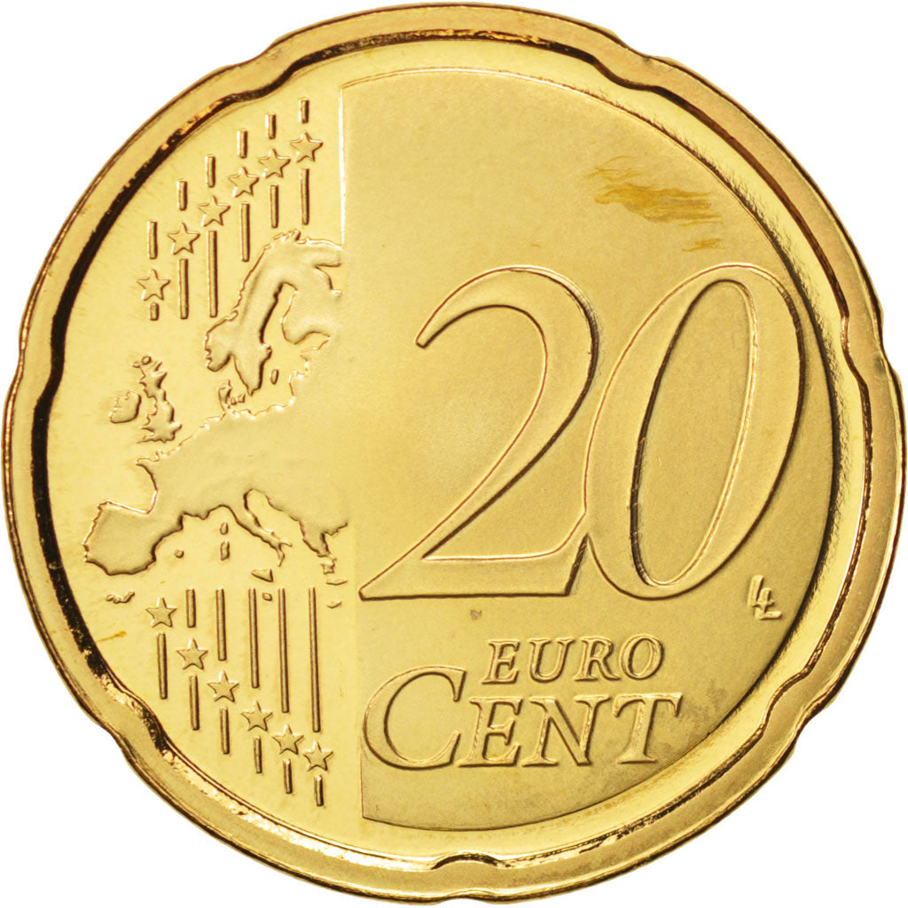 San Marino, 20 Euro Cent, 2008, MS(65-70), Brass, KM:483