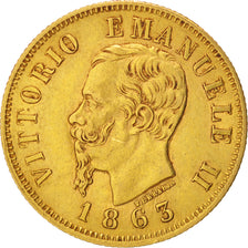 Coin, Italy, Vittorio Emanuele II, 10 Lire, 1863, Torino, AU(55-58), Gold
