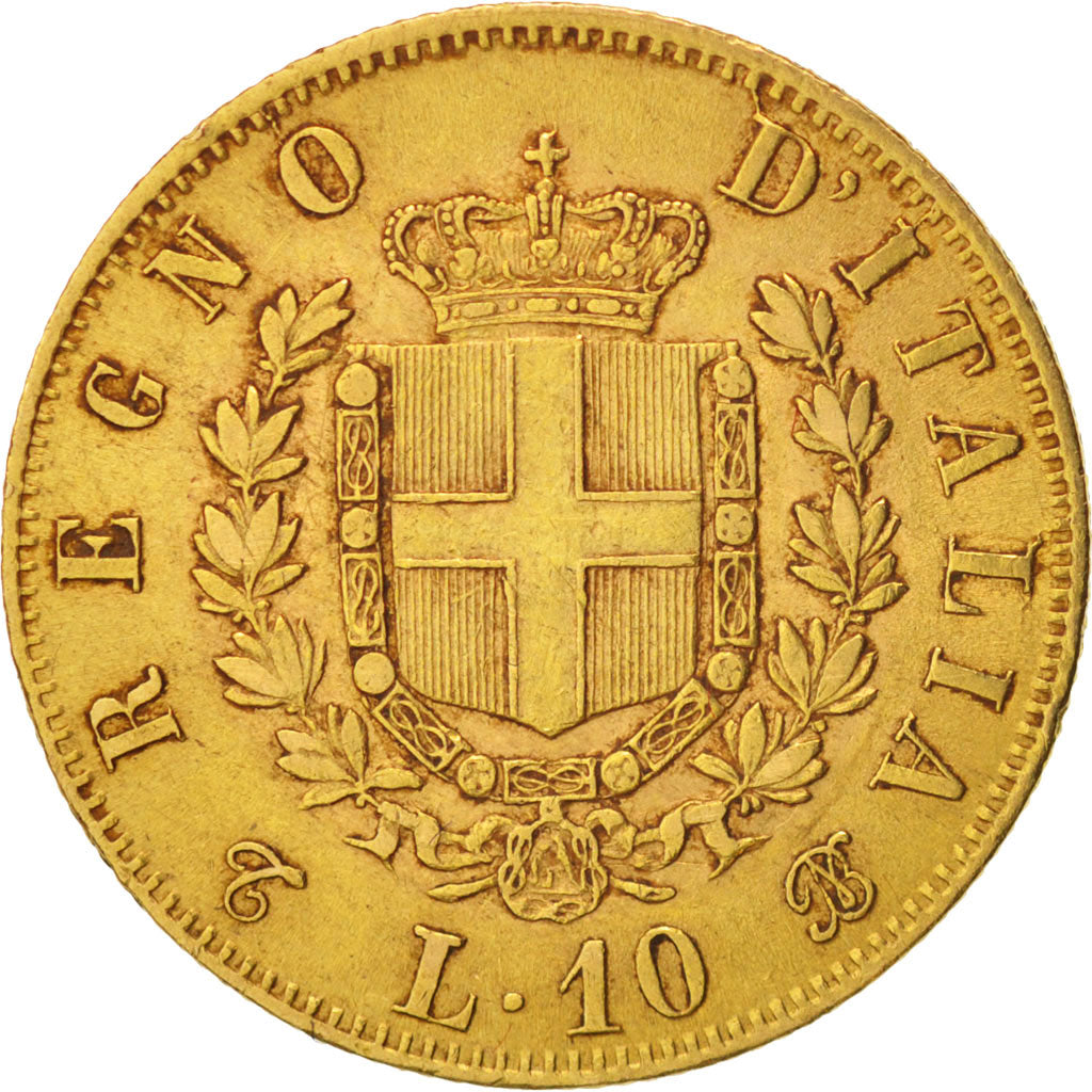 Coin, Italy, Vittorio Emanuele II, 10 Lire, 1863, Torino, AU(55-58), Gold