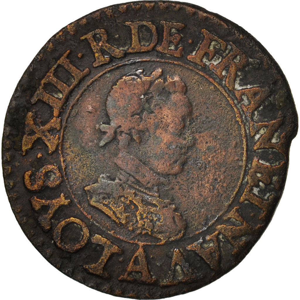 Monnaie, France, Louis XIII, Denier tournois, buste enfantin « petite