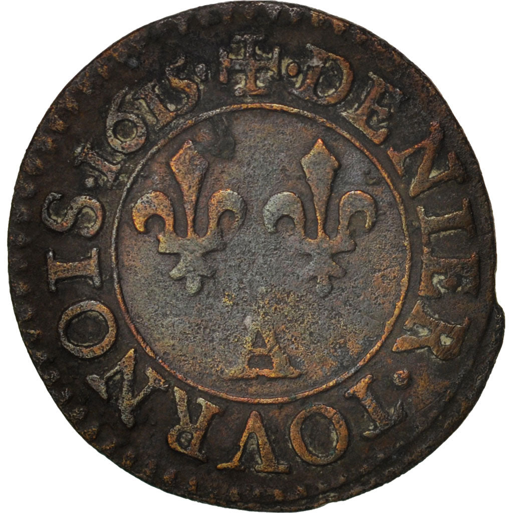 Monnaie, France, Louis XIII, Denier tournois, buste enfantin « petite