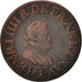 France, Henri IV, Double Tournois, 1608, Paris, VF(30-35), Copper, KM:16.1