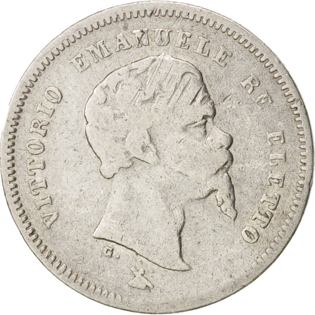 Coin, ITALIAN STATES, EMILIA, Vittorio Emanuele II, 50 Centesimi, 1860