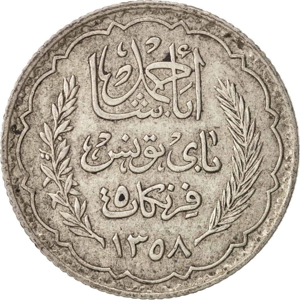 Coin, Tunisia, Ahmad Pasha Bey, 5 Francs, 1939, Paris, EF(40-45), Silver, KM:264
