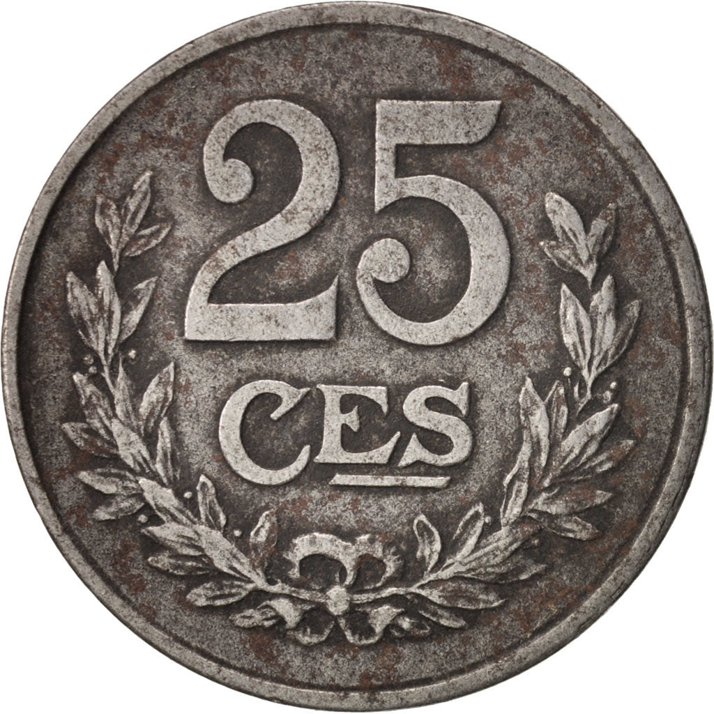 Luxembourg, Charlotte, 25 Centimes, 1919, EF(40-45), Iron, KM:32