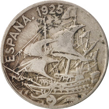 Spain, Alfonso XIII, 25 Centimos, 1925, Madrid, VF(30-35), Copper-nickel, KM:740