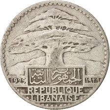 Lebanon, 50 Piastres, 1929, Paris, VF(30-35), Silver, KM:8