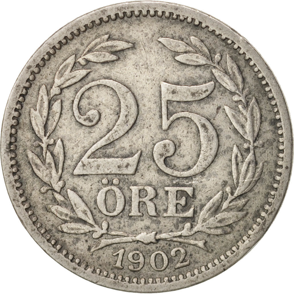 Coin, Sweden, Oscar II, 25 Öre, 1902, EF(40-45), Silver, KM:739