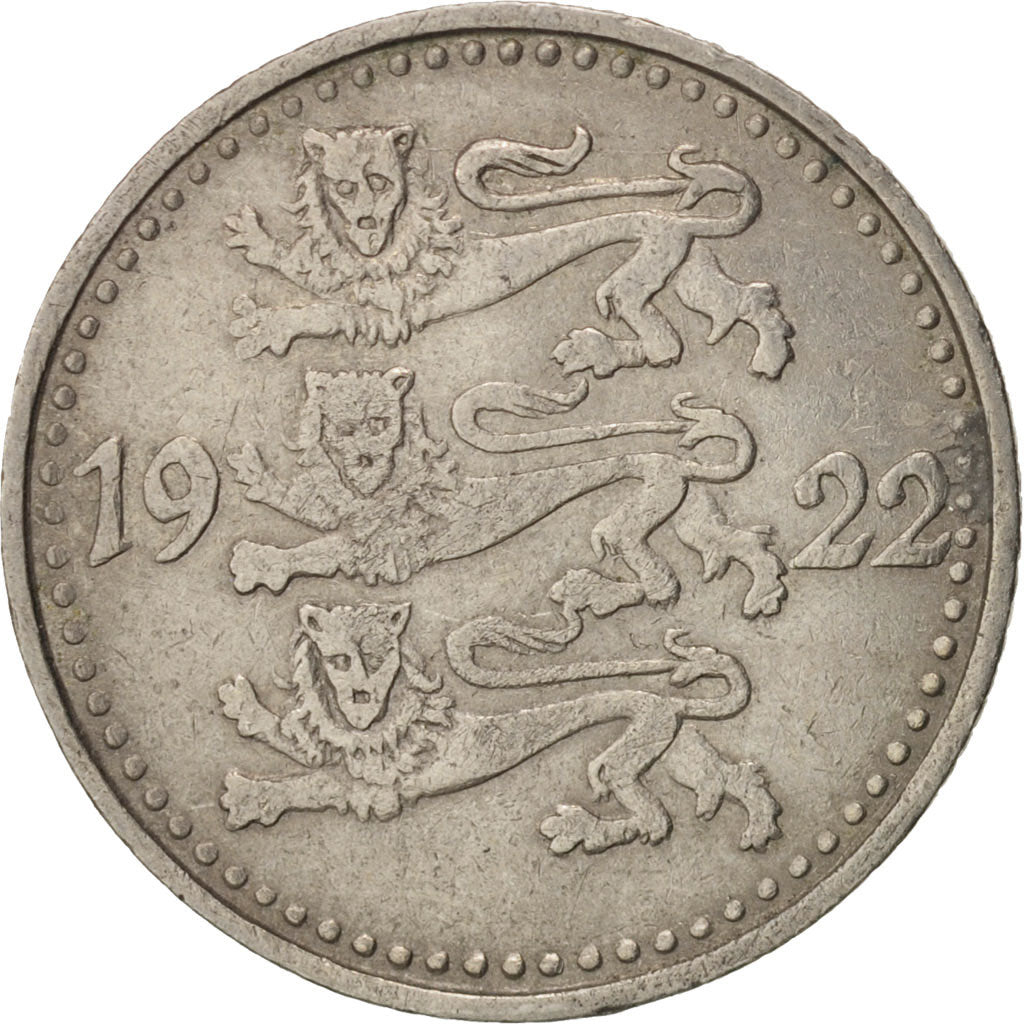 Estonia, Mark, 1922, EF(40-45), Copper-nickel, KM:1