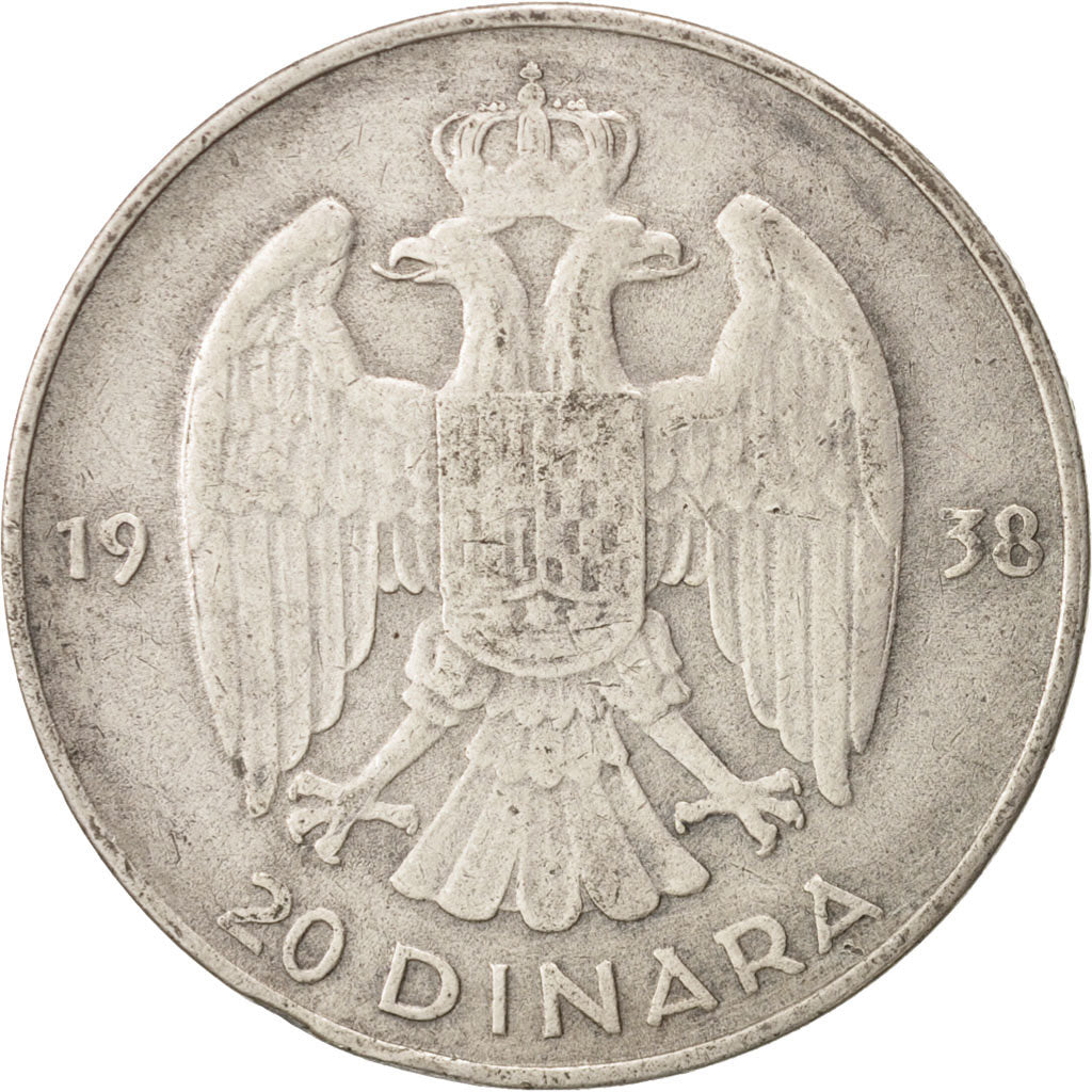 Yugoslavia, Petar II, 20 Dinara, 1938, EF(40-45), Silver, KM:23