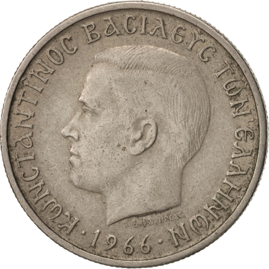 Coin, Greece, Constantine II, Drachma, 1966, EF(40-45), Copper-nickel, KM:89