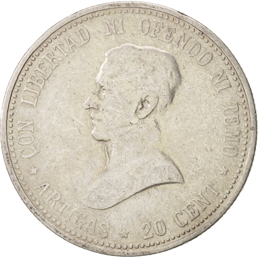 Uruguay, 20 Centesimos, 1920, F(12-15), Silver, KM:24