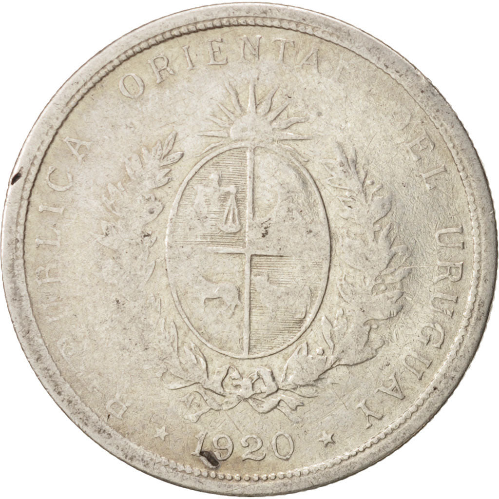 Uruguay, 20 Centesimos, 1920, F(12-15), Silver, KM:24