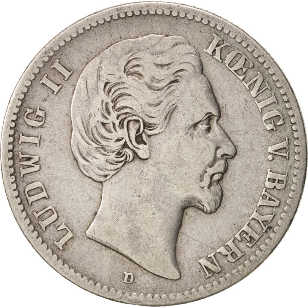 Monnaie, Etats allemands, BAVARIA, Ludwig II, 2 Mark, 1876, Munich, TTB, Argent