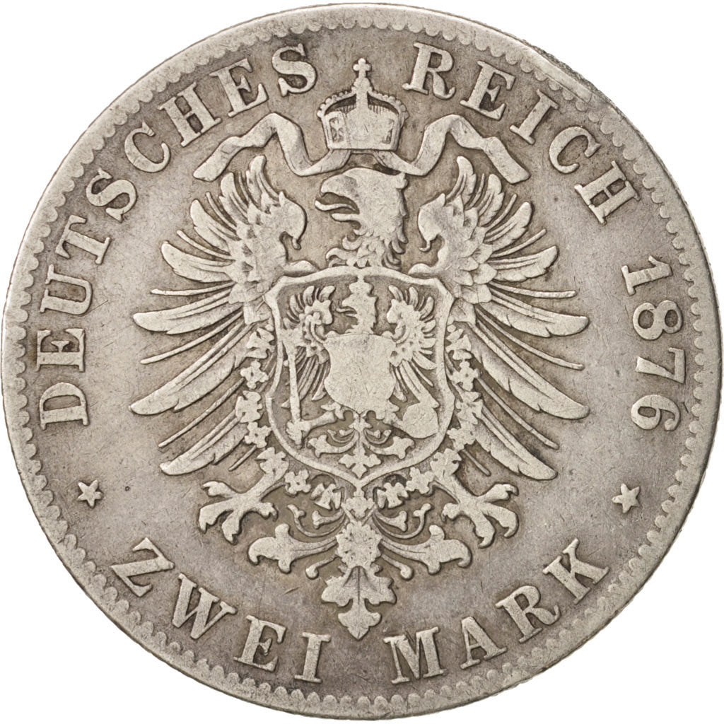Monnaie, Etats allemands, BAVARIA, Ludwig II, 2 Mark, 1876, Munich, TTB, Argent