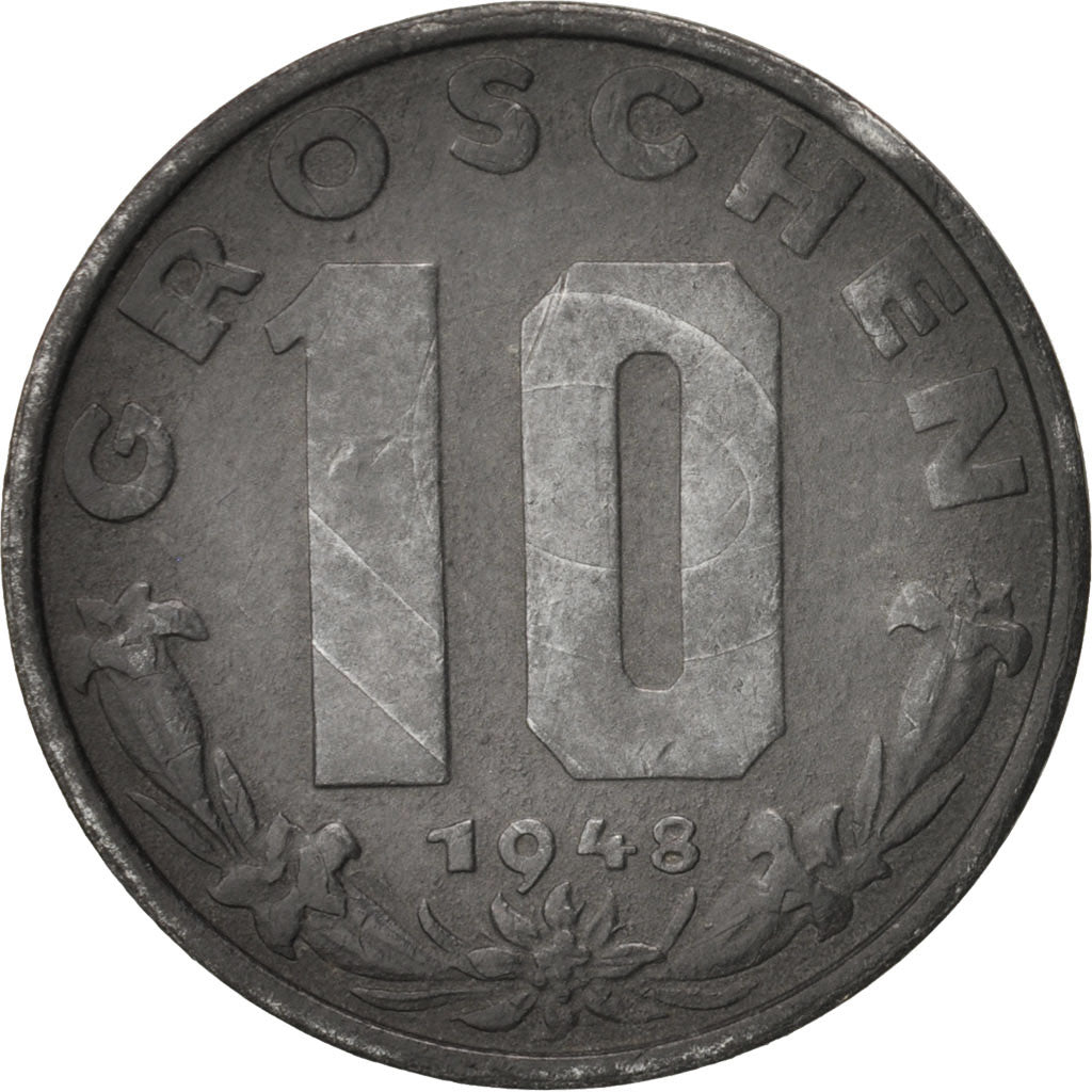 Austria, 10 Groschen, 1948, Vienne, AU(50-53), Zinc, KM:2874