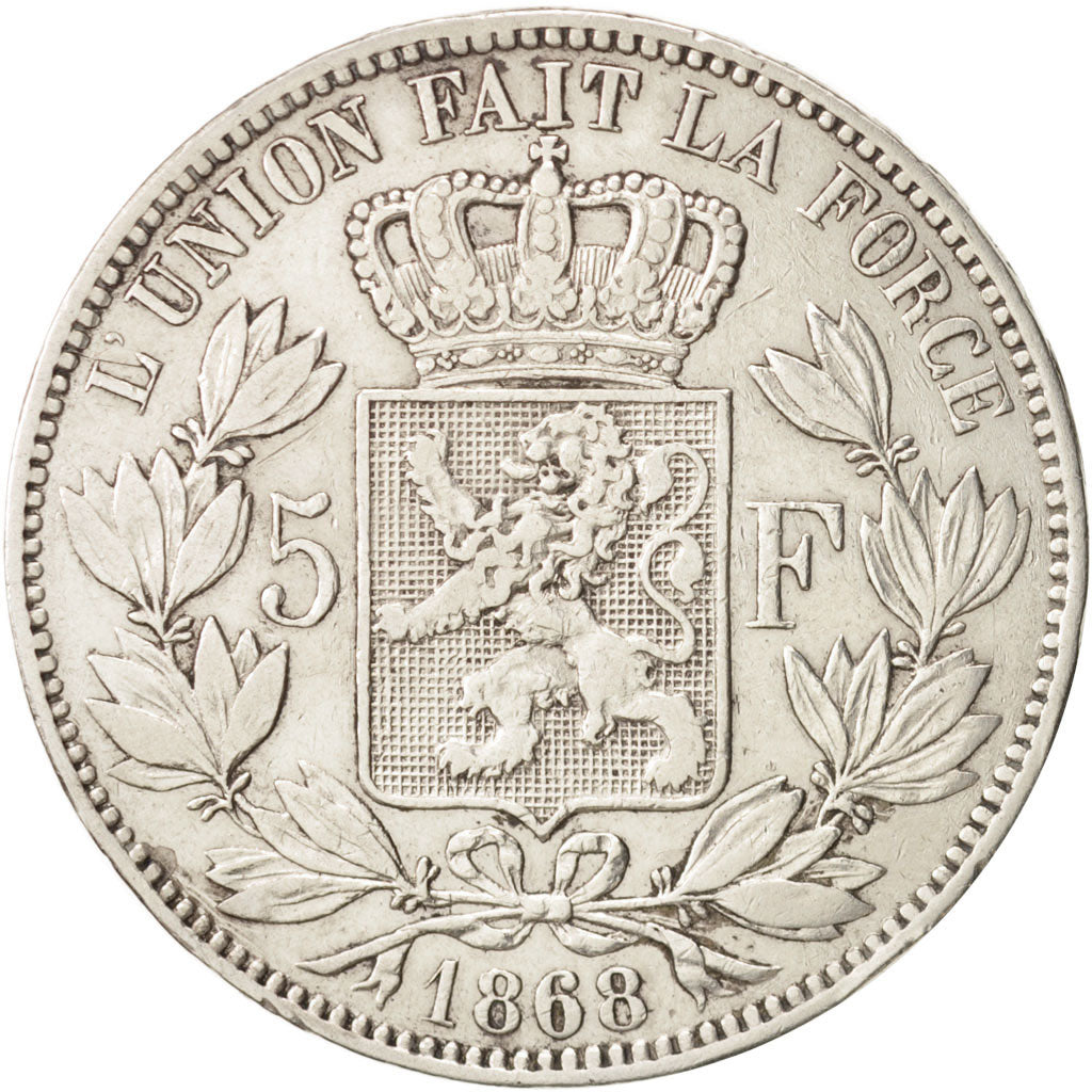 Belgium, Leopold II, 5 Francs, 5 Frank, 1868, VF(30-35), Silver, KM:24