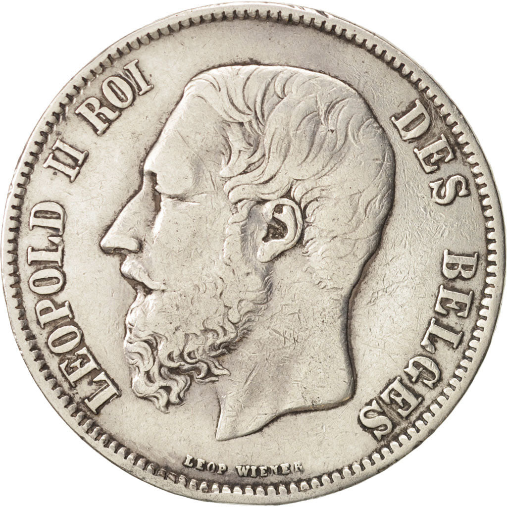 Belgium, Leopold II, 5 Francs, 5 Frank, 1869, VF(30-35), Silver, KM:24