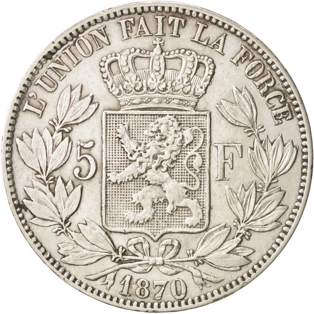 Belgium, Leopold II, 5 Francs, 5 Frank, 1870, VF(30-35), Silver, KM:24