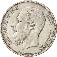 Belgium, Leopold II, 5 Francs, 5 Frank, 1871, VF(30-35), Silver, KM:24