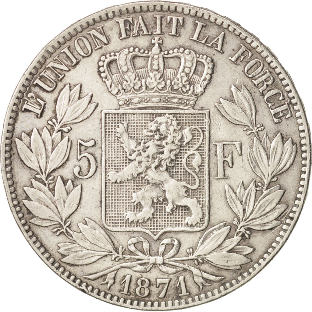 Belgium, Leopold II, 5 Francs, 5 Frank, 1871, VF(30-35), Silver, KM:24